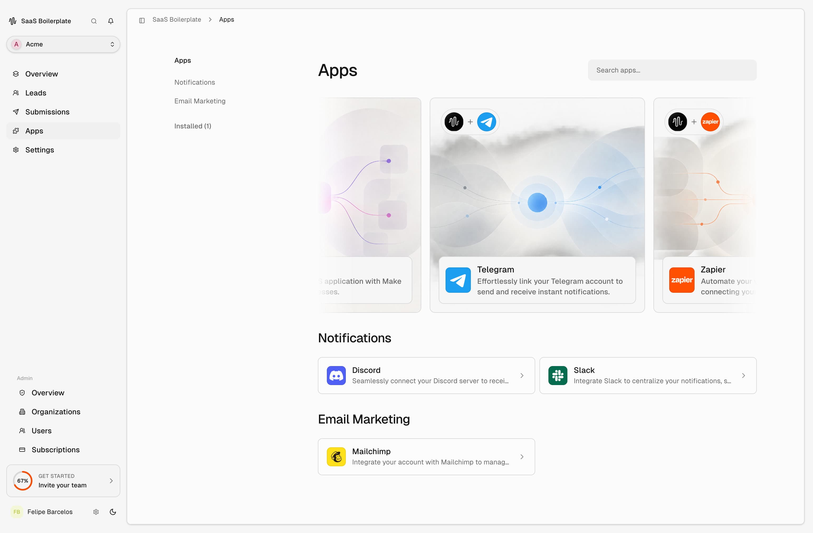 Integrations Dashboard